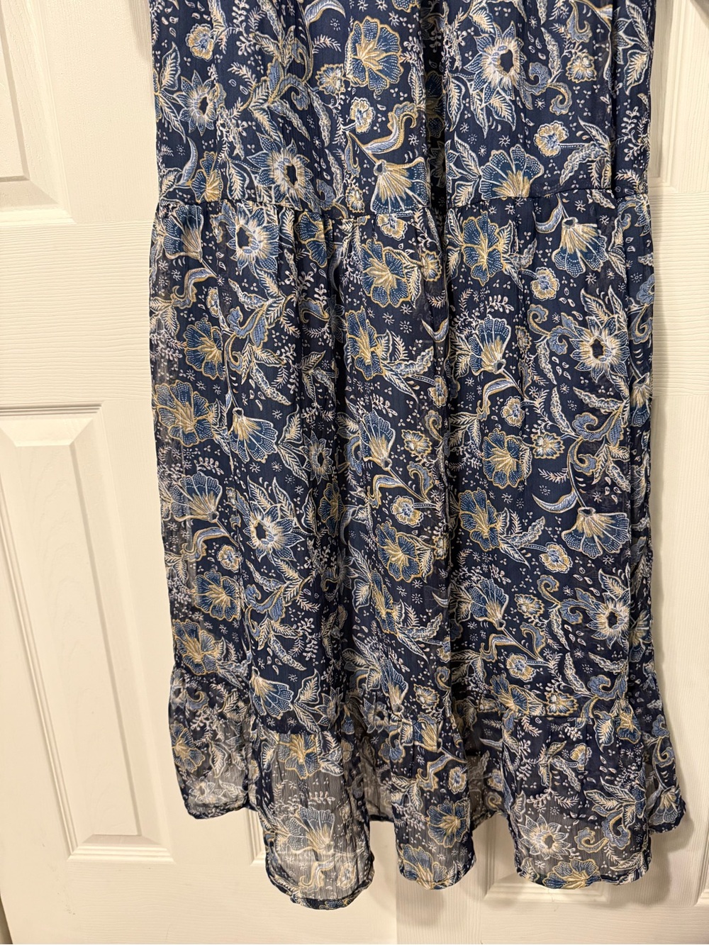 Patrons of Peace Navy and Cream Floral Smocked Waist Kids Dress - Picture 5 of 6